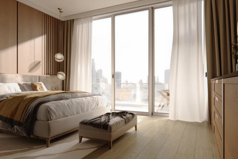 A serene suite bedroom at VIDA
